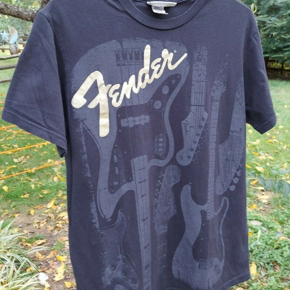 Fender Men's Black Graphic Logo T-Shirt Size Medium